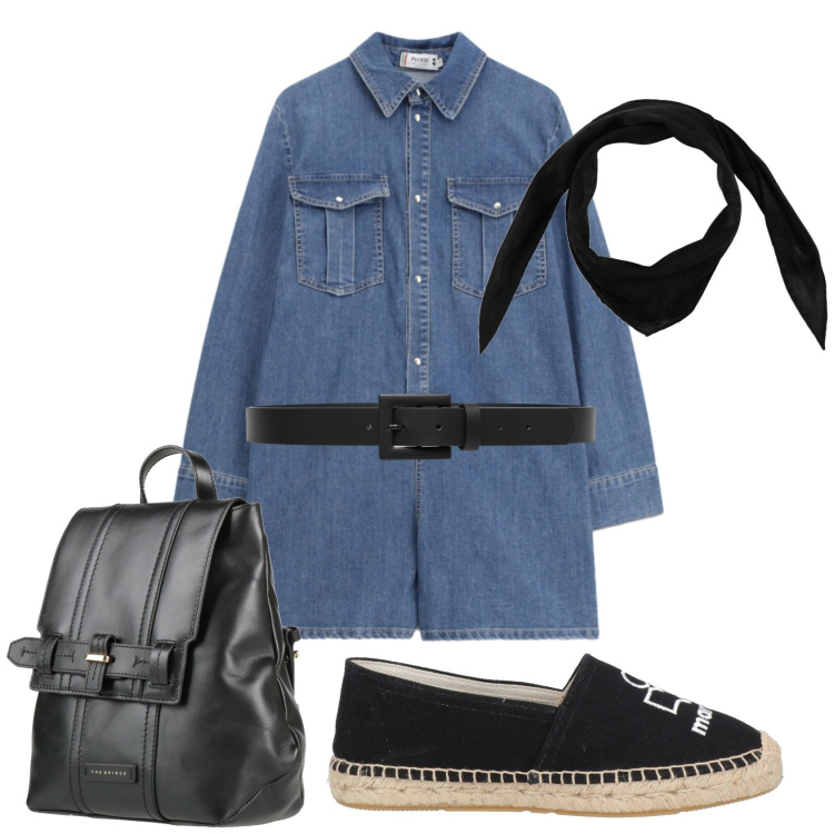 Outfit donna - Total look #2401282. Stile Urban per Scuola/Università. Abbinamento con sciarpe, zaini, espadrillas, tuta corta, cinture.