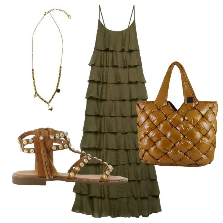 Outfit donna - Total look #2401285. Stile Casual per Tutti i giorni. Abbinamento con vestiti lunghi, sandali, ciondoli, borse tote.