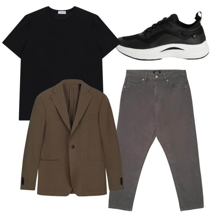 Outfit uomo - Total look. Stile Casual per Tutti i giorni. Abbinamento con pantaloni, t-shirt, sneakers, giacche.