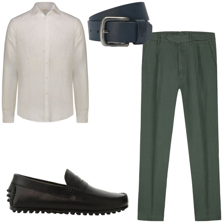 Outfit uomo - Mocassini comidi. Stile Business/Elegante per Ufficio. Abbinamento con scarpe stringate, cinture, pantaloni, camicie.