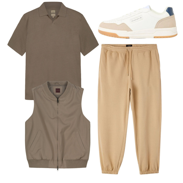 Outfit uomo - Total look. Stile Urban per Tutti i giorni. Abbinamento con sneakers, pantaloni, piumini, polo.