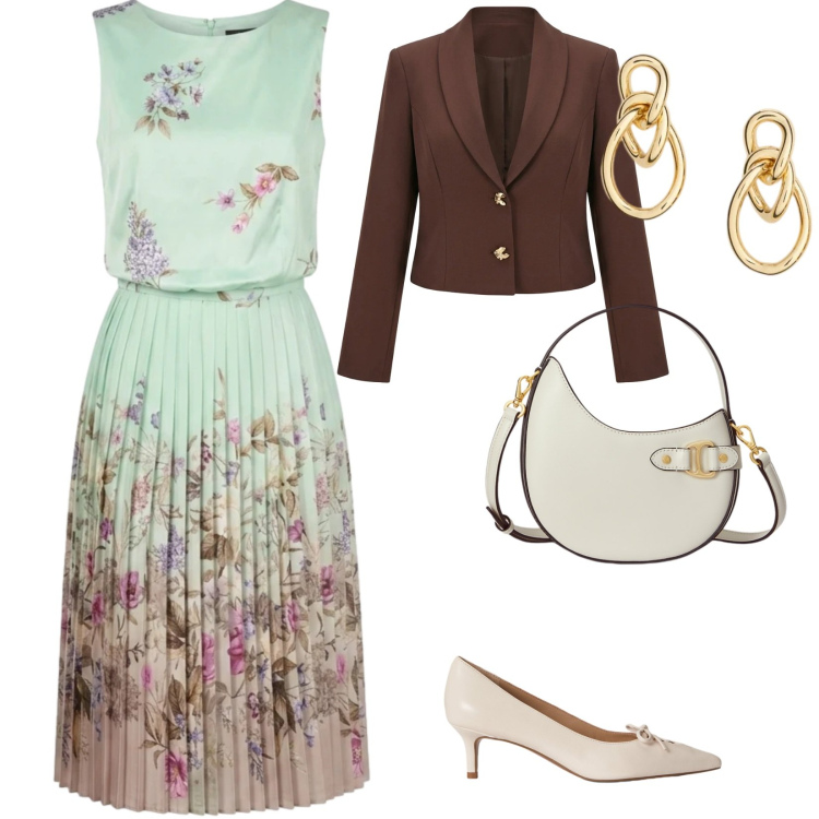 Outfit donna - Cerimonia. per Cerimonia. Abbinamento con vestiti midi/longuette, blazer, borse a tracolla, décolleté, orecchini.