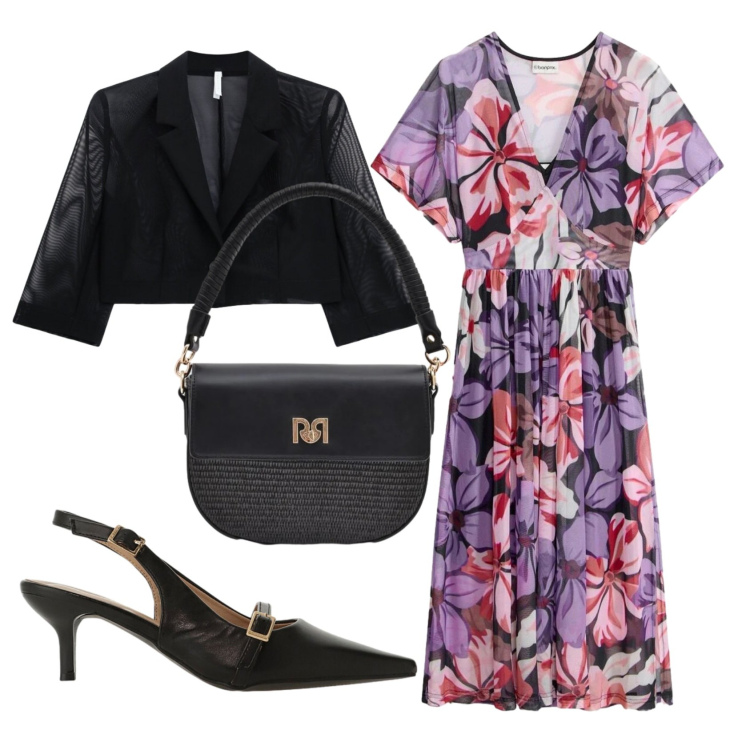 Outfit donna - Total look #2401411. Stile Basic per Serata fuori. Abbinamento con vestiti midi/longuette, borse a spalla, sandali col tacco, blazer.