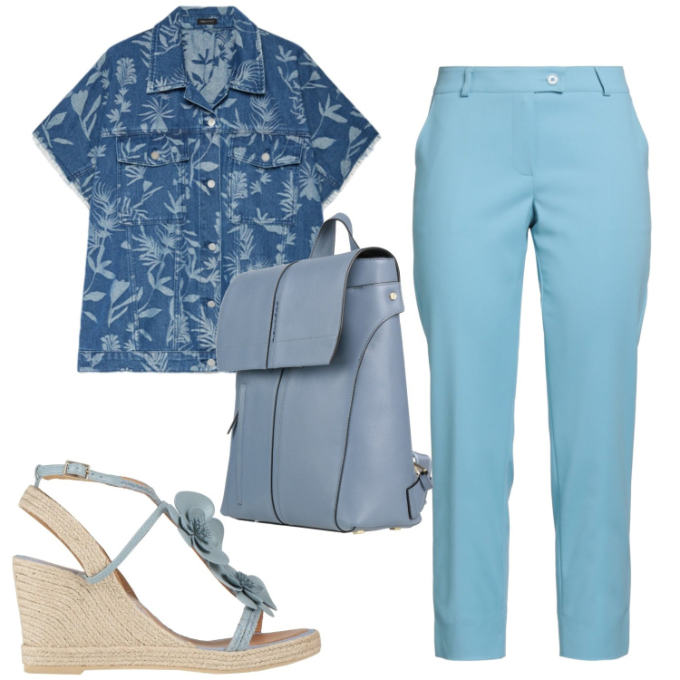 Outfit donna - Total look #2401412. Stile Basic per Tutti i giorni. Abbinamento con pantaloni, espadrillas, zaini, camicie a manica corta.
