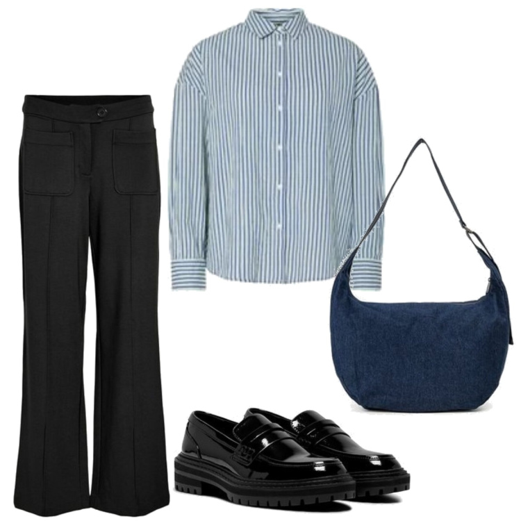 Outfit mujer - Urban style. Estilo Urban para Oficina. Combinación con mocasines, blusas, bandoleras, pantalones.