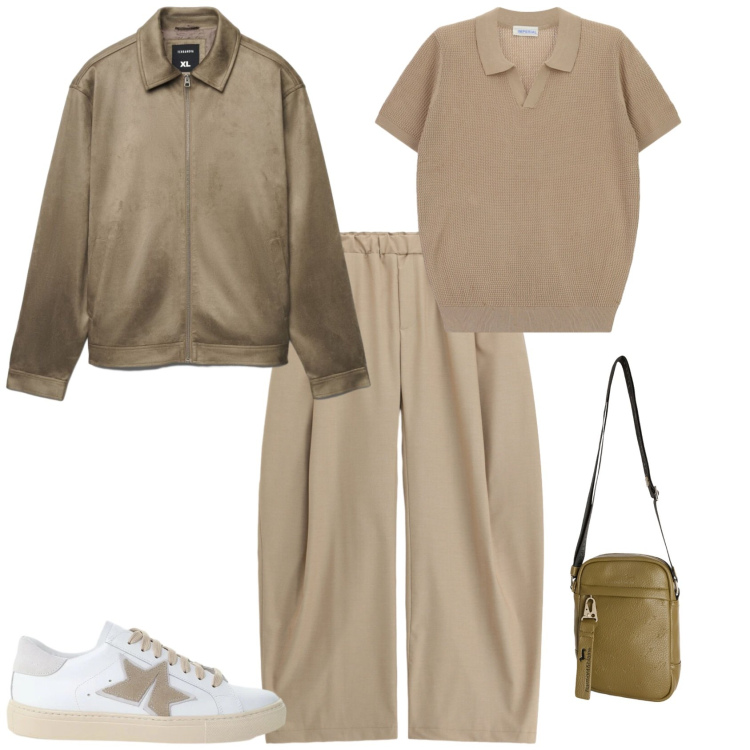 Outfit uomo - Casual ufficio tempo libero. Stile Casual per Tutti i giorni. Abbinamento con giacche, borse sportive, sneakers, pantaloni, t-shirt.