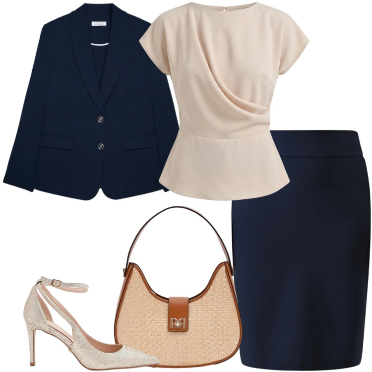 Outfit donna - Total look #2401455. Stile Bon Ton per Cerimonia. Abbinamento con bluse, gonne, borse a spalla, décolleté, blazer.