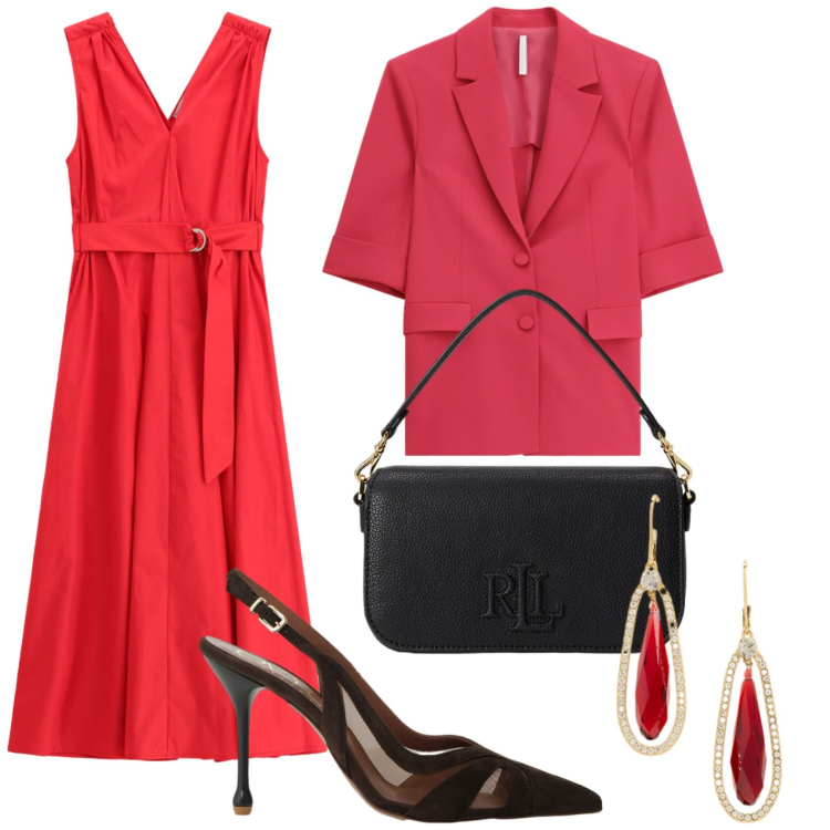 Outfit donna - Finishing Touch. Stile Chic per Cerimonia. Abbinamento con blazer, vestiti midi/longuette, décolleté, orecchini, borse a spalla.