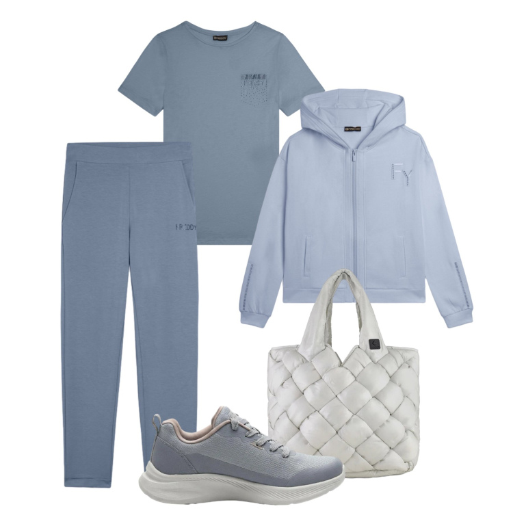 Outfit donna - Freddy style. Stile Casual per Tutti i giorni. Abbinamento con sneakers, borse tote, pantaloni, felpe con cappuccio, t-shirt.