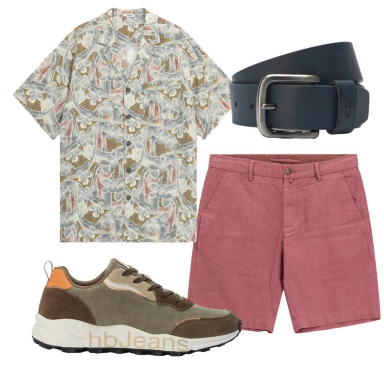 Outfit uomo - Total look #2401505. Stile Trendy per Tutti i giorni. Abbinamento con camicie a manica corta, bermuda, sneakers, cinture.