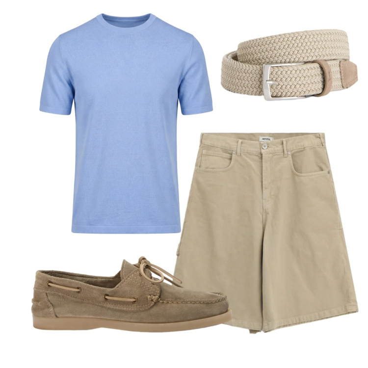 Outfit uomo - Total look #2401510. Stile Casual per Tutti i giorni. Abbinamento con bermuda, cinture, scarpe stringate, t-shirt.
