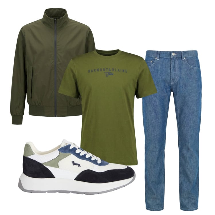 Outfit uomo - Total look #2401511. Stile Casual per Tutti i giorni. Abbinamento con jeans, sneakers, t-shirt, giacche.