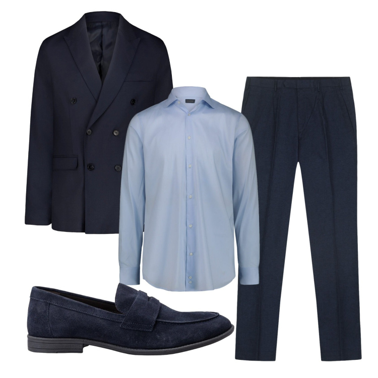 Outfit uomo - Total look #2401521. Stile Business/Elegante per Ufficio. Abbinamento con giacche, camicie, pantaloni, scarpe stringate.