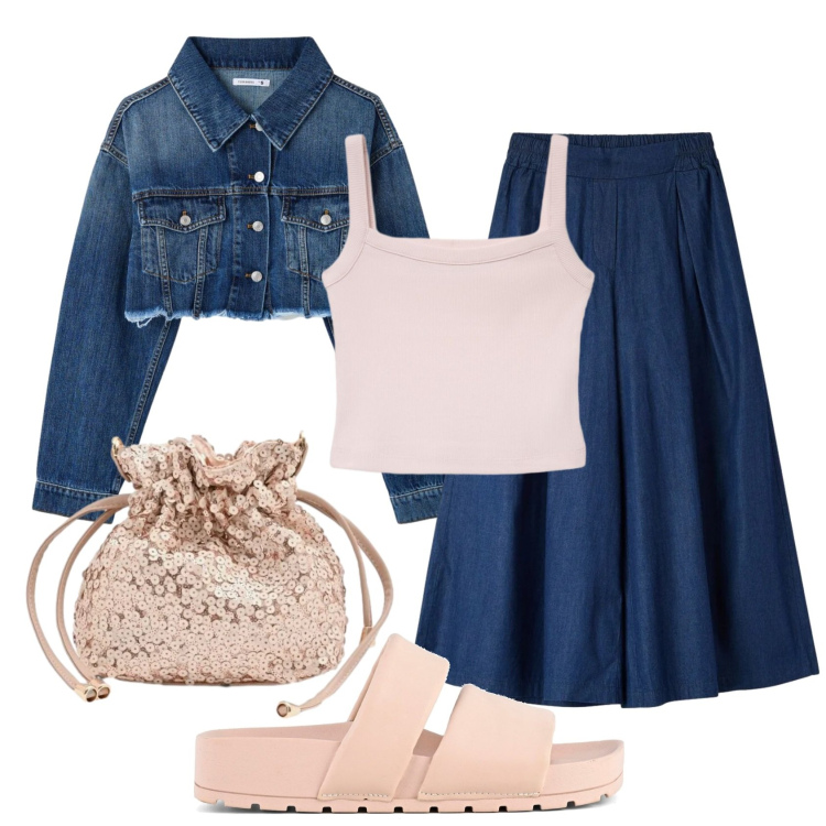 Outfit donna - Total look #2401529. Stile Vintage retrò per Tutti i giorni. Abbinamento con gonne longuette, canottiere, cappotti, pochette, ciabatte.