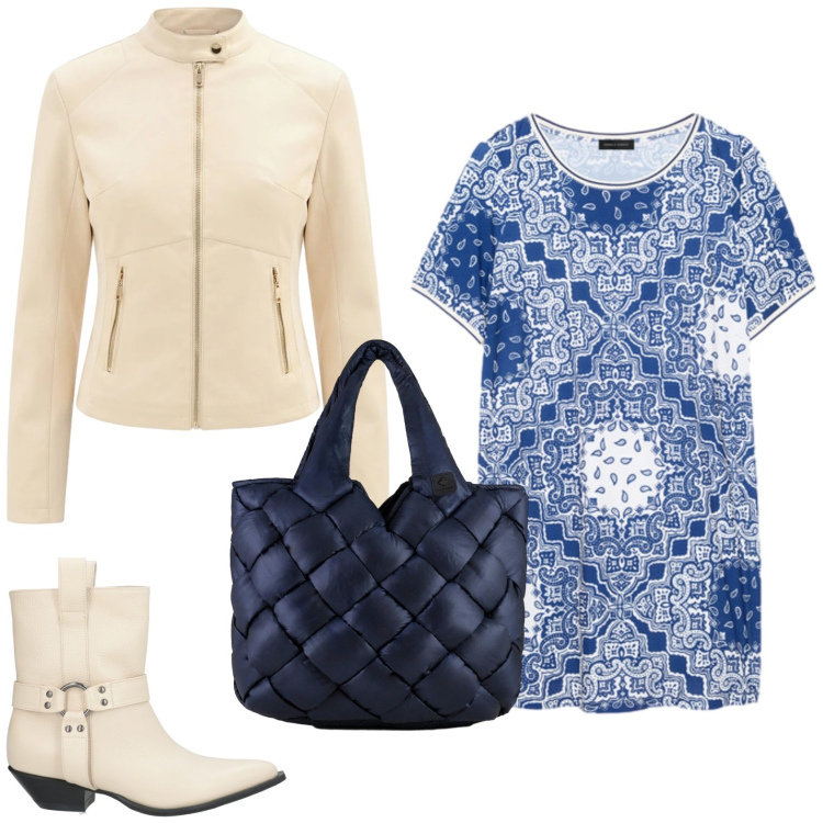 Outfit donna - Comoda e trendy. Stile Trendy per Tutti i giorni. Abbinamento con stivaletti texani, giacche, vestiti corti, borse tote.