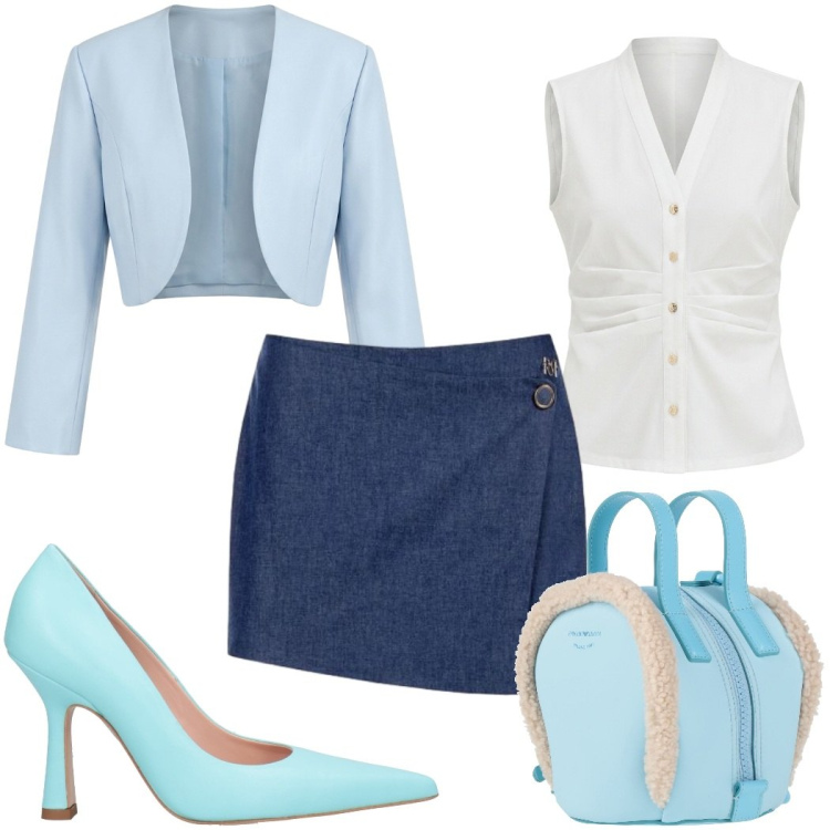 Outfit donna - L\'Invitata perfetta sei tu - il tailleur. Stile Trendy per Cerimonia. Abbinamento con zaini, décolleté, minigonne, bolero, camicie a manica corta.