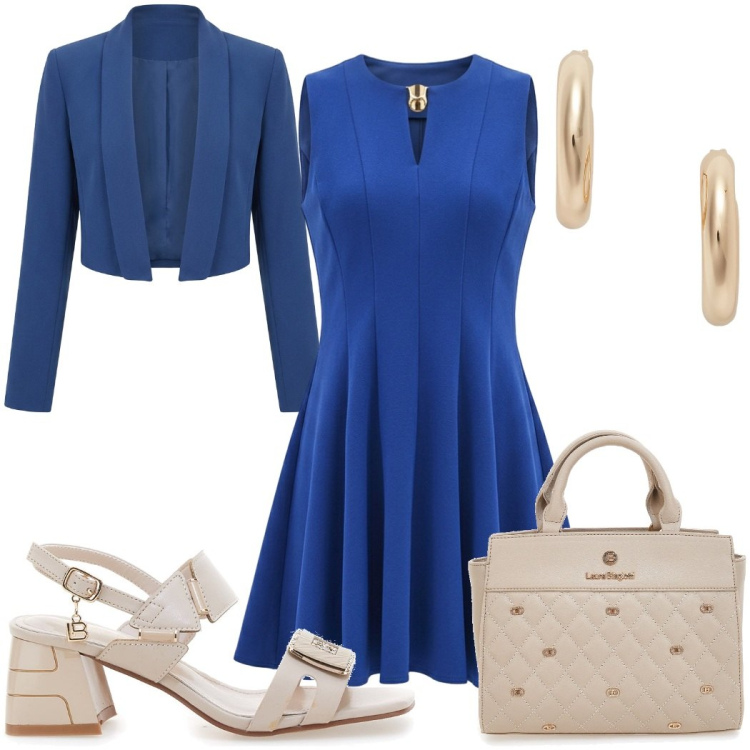 Outfit donna - L\'Invitata perfetta sei tu - chic. Stile Chic per Cerimonia. Abbinamento con vestiti corti, bolero, orecchini, sandali col tacco, borse a mano.