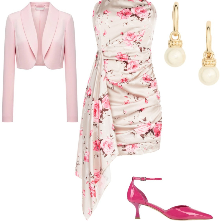 Outfit donna - Abito midi. Stile Romantica per Cerimonia. Abbinamento con décolleté, vestiti corti, blazer, orecchini.