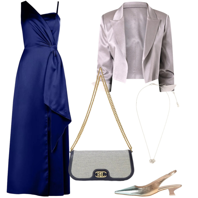 Outfit donna - Uno stile perfetto. Stile Chic per Cerimonia. Abbinamento con décolleté, vestiti lunghi, bolero, ciondoli, borse a spalla.
