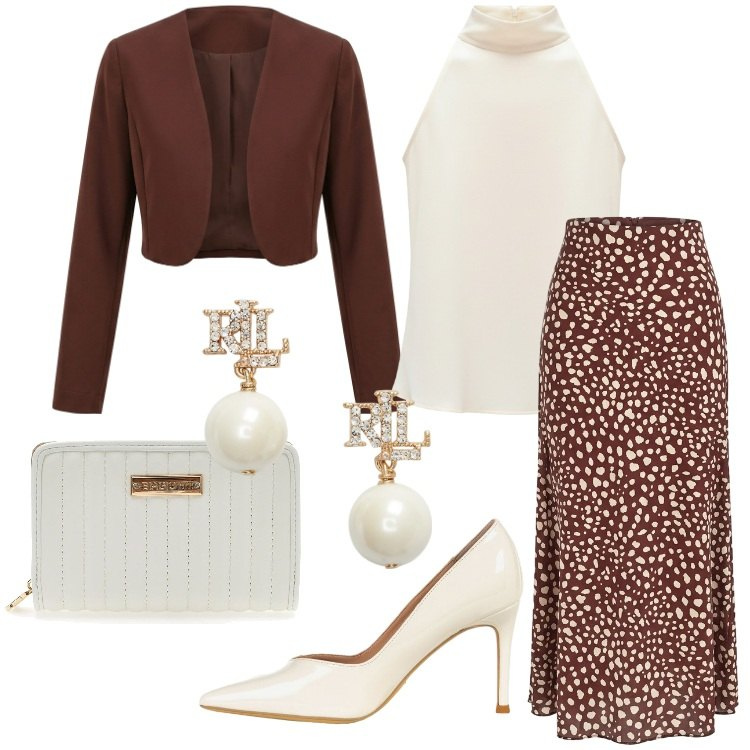 Outfit donna - Cerimonie Rinascimento. Stile Chic per Cerimonia. Abbinamento con gonne lunghe, canottiere, bolero, décolleté, orecchini, portafogli.