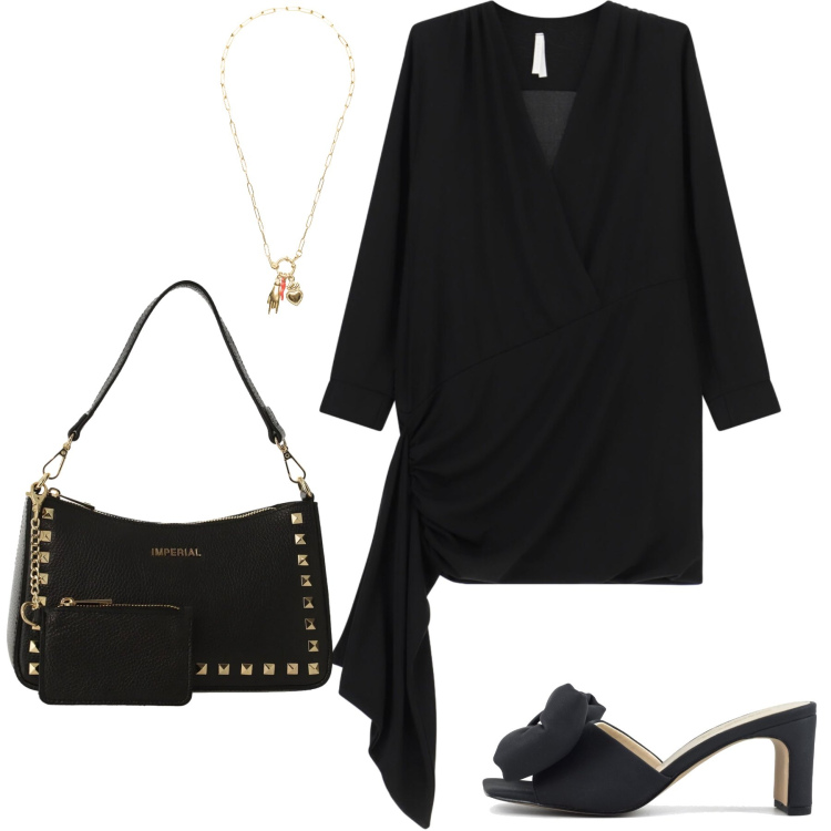 Outfit donna - Total look #2401673. Stile Sexy per Serata fuori. Abbinamento con vestiti corti, borse a spalla, ciondoli, sandali col tacco.