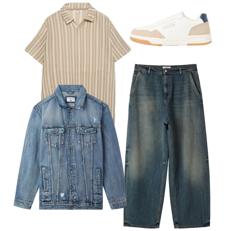 Outfit uomo - Total urban. Stile Urban per Tutti i giorni. Abbinamento con sneakers, giacche, polo, jeans.