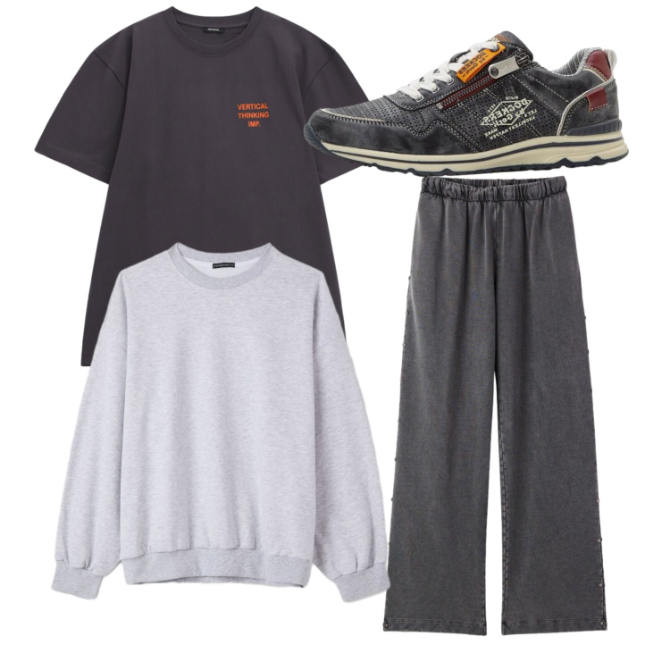 Outfit uomo - Happy hour. Stile Trendy per Tutti i giorni. Abbinamento con sneakers, felpe, pantaloni sportivi, t-shirt.
