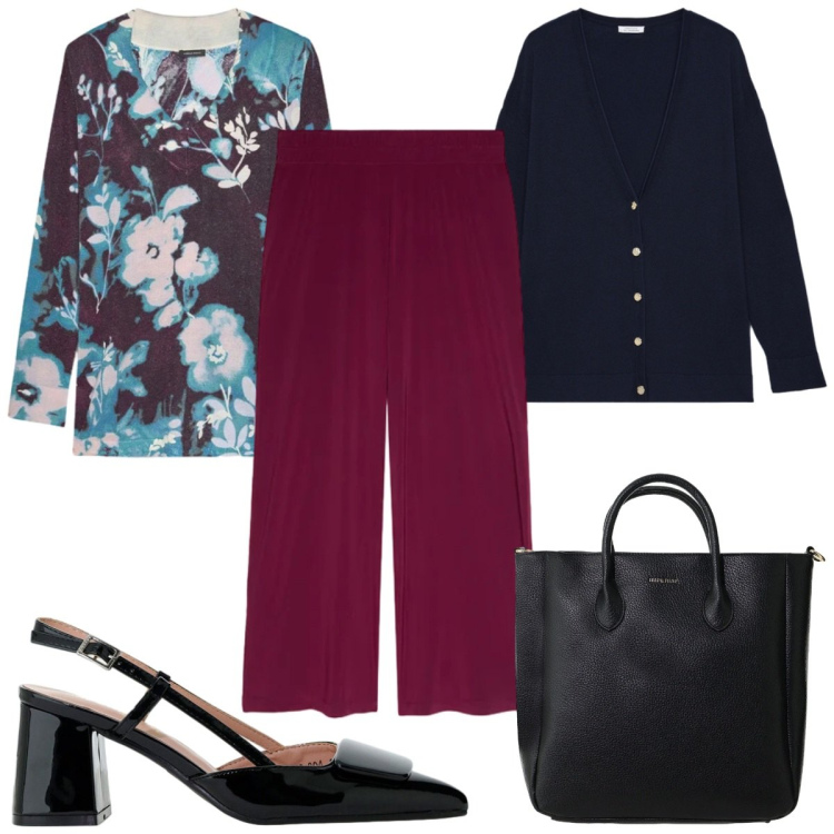 Outfit donna - Total look #2401739. Stile Casual chic per Tutti i giorni. Abbinamento con borse a tracolla, décolleté, maglieria, pantaloni, cardigans.
