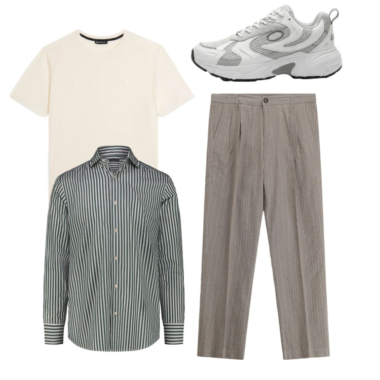 Outfit uomo - Total look. Stile Casual per Tutti i giorni. Abbinamento con sneakers, pantaloni, t-shirt sportive, camicie.