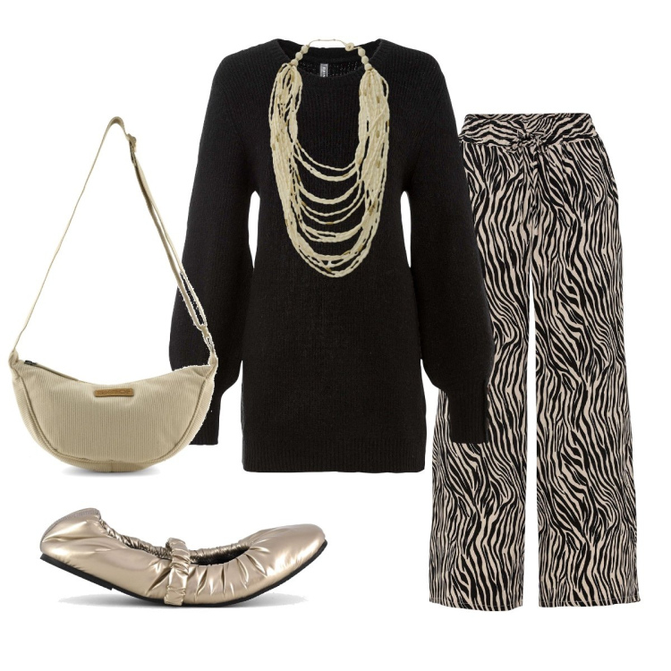 Outfit donna - La maglia che accarezza la vita. Stile Preppy per Tutti i giorni. Abbinamento con pantaloni culotte, maglieria, collane, ballerine, borse a tracolla.