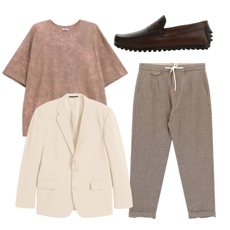 Outfit uomo - Total look. Stile Casual per Tutti i giorni. Abbinamento con giacche, pantaloni, scarpe stringate, t-shirt.