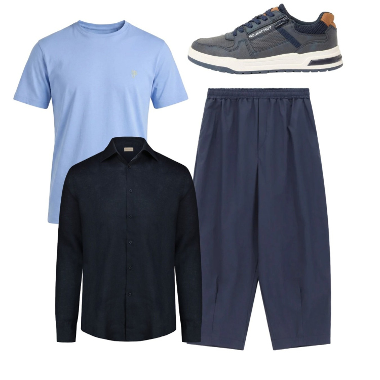Outfit uomo - Total look. Stile Casual per Tutti i giorni. Abbinamento con sneakers, pantaloni, t-shirt, camicie.