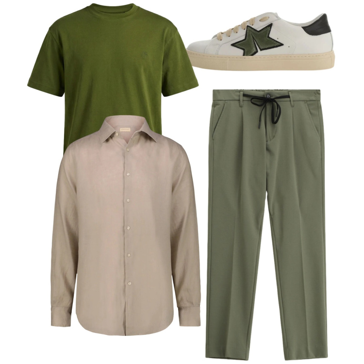 Outfit uomo - Total look. Stile Casual per Tutti i giorni. Abbinamento con pantaloni, sneakers, t-shirt, camicie.