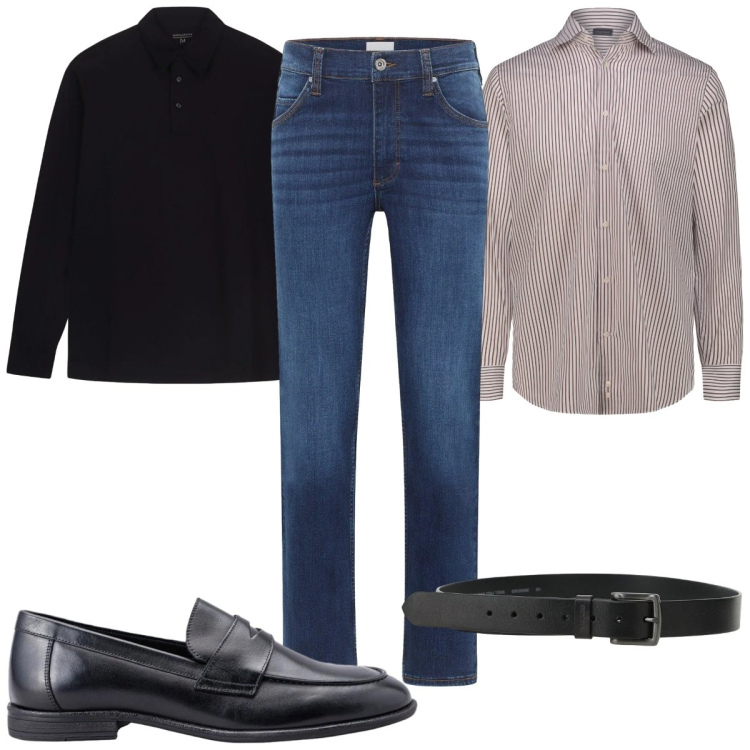 Outfit uomo - Total look #2401788. Stile Casual per Tutti i giorni. Abbinamento con jeans dritti, cinture, scarpe stringate, camicie, polo.