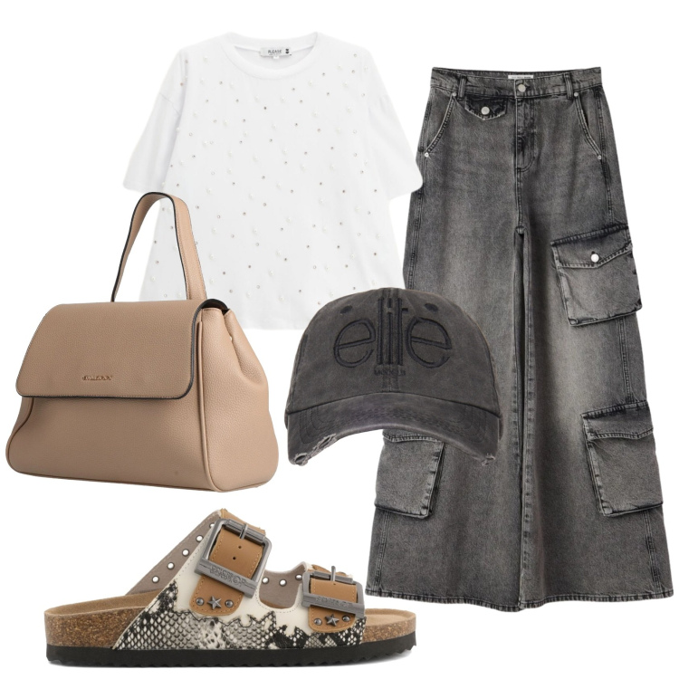 Outfit donna - Total look #2401814. Stile Urban per Tutti i giorni. Abbinamento con zaini, jeans, t-shirt, cappelli, sandali.