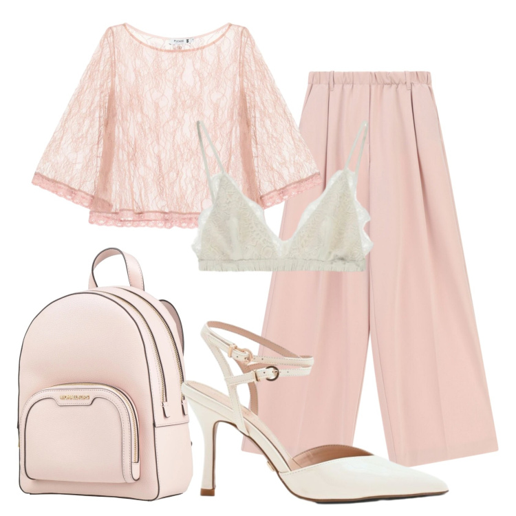 Outfit donna - Total look #2401831. Stile Bon Ton per Cerimonia. Abbinamento con zaini, pantaloni a palazzo, reggiseni, top, décolleté.