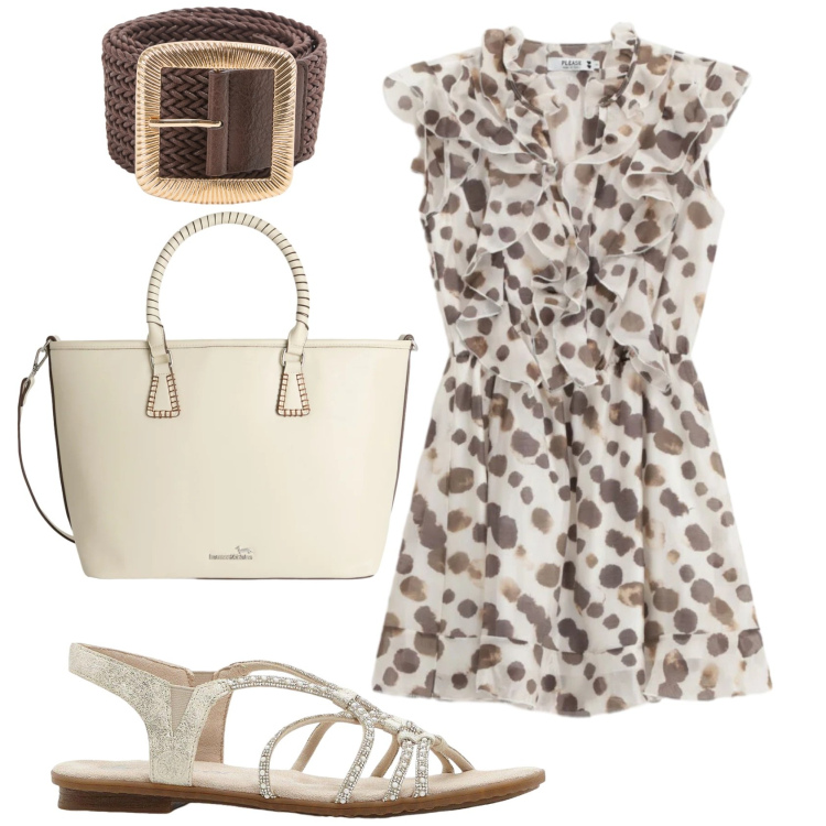 Outfit donna - Total look #2401832. Stile Bon Ton per Tutti i giorni. Abbinamento con sandali, cinture, shopping bag, vestiti lunghi.