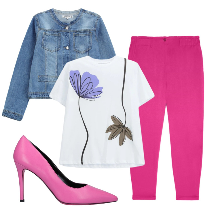 Outfit donna - Total look #2401897. Stile Trendy per Tutti i giorni. Abbinamento con décolleté, t-shirt, blazer, pantaloni.