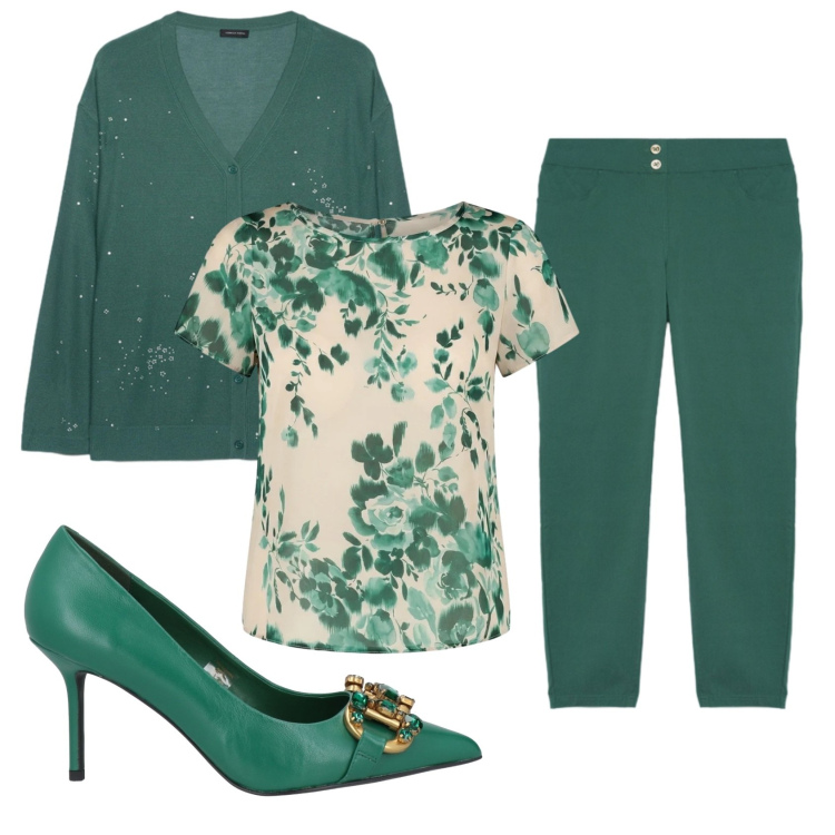 Outfit donna - Total look #2401907. Stile Casual chic per Ufficio. Abbinamento con décolleté, bluse, pantaloni skinny, cardigans.