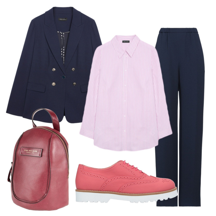 Outfit donna - Total look #2401918. Stile Mannish per Ufficio. Abbinamento con pantaloni, scarpe stringate, zaini, camicie, blazer.
