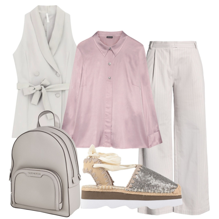 Outfit donna - Total look #2401927. Stile Mannish per Ufficio. Abbinamento con zaini, pantaloni, décolleté, gilet, camicie.