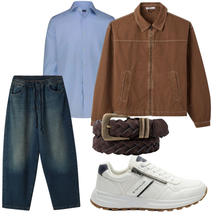 Outfit uomo - Jeans balloon. Stile Casual per Tutti i giorni. Abbinamento con sneakers, cappotti, jeans, camicie, cinture.