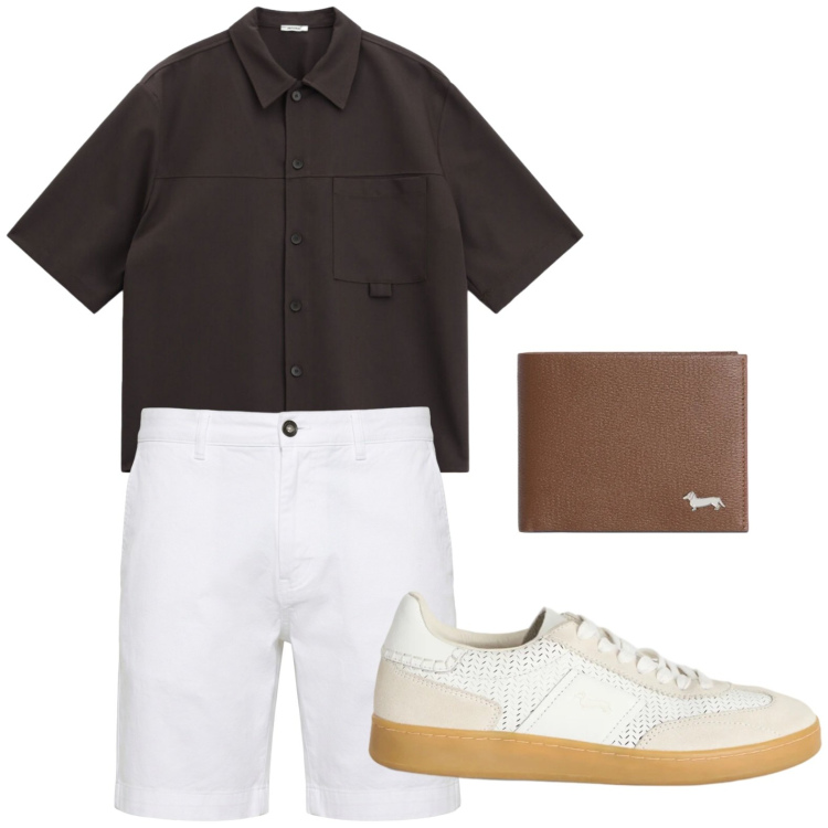 Outfit uomo - Bermuda chiari. Stile Trendy per Tutti i giorni. Abbinamento con camicie a manica corta, sneakers, portafogli, bermuda.