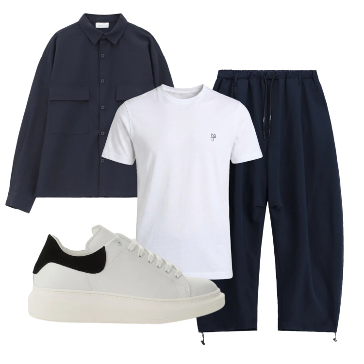 Outfit uomo - Total look #2401965. Stile Urban per Tutti i giorni. Abbinamento con sneakers, camicie, pantaloni, t-shirt.
