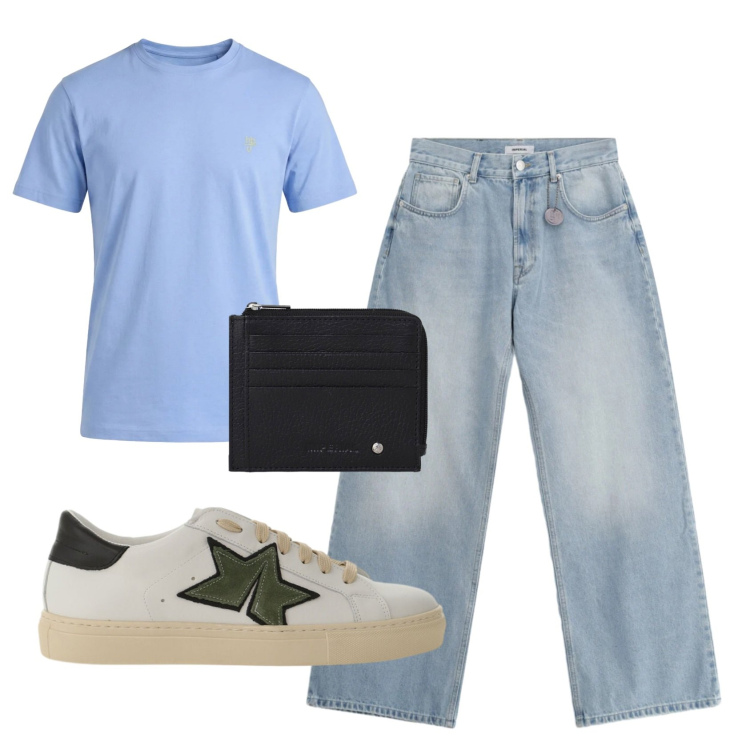 Outfit uomo - Total look #2401967. Stile Casual per Tutti i giorni. Abbinamento con jeans, sneakers, portafogli, t-shirt.