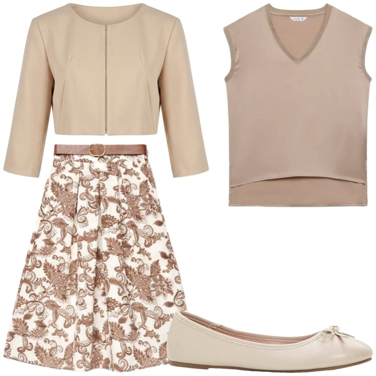 Outfit donna - Serate olavoro. Stile Bon Ton per Serata fuori. Abbinamento con ballerine, gonne lunghe, top, bolero.