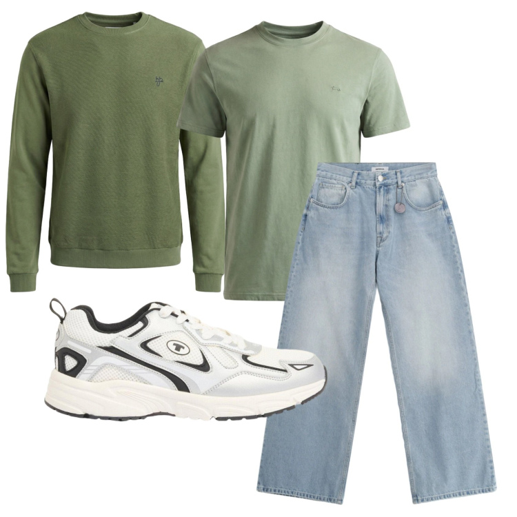 Outfit uomo - Total look #2401983. Stile Casual per Tutti i giorni. Abbinamento con sneakers, jeans, t-shirt, felpe.