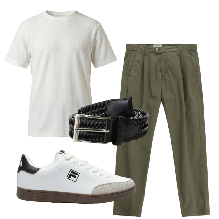 Outfit uomo - Total look #2401986. Stile Casual per Tutti i giorni. Abbinamento con sneakers, pantaloni, cinture, t-shirt.