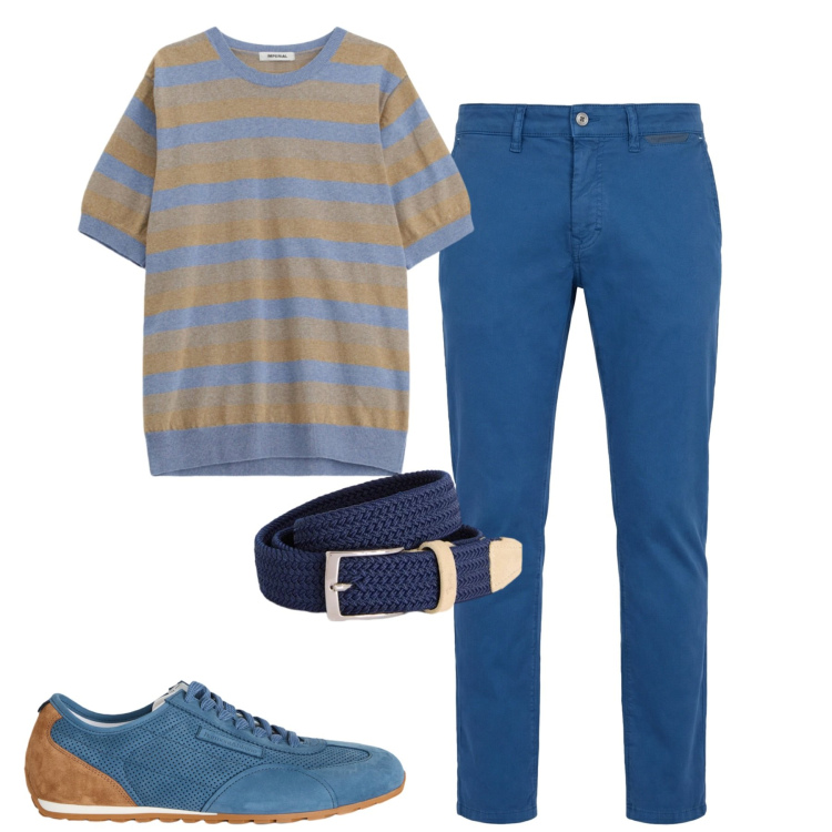 Outfit uomo - Total look #2401988. Stile Urban per Tutti i giorni. Abbinamento con maglieria, pantaloni, cinture, sneakers.