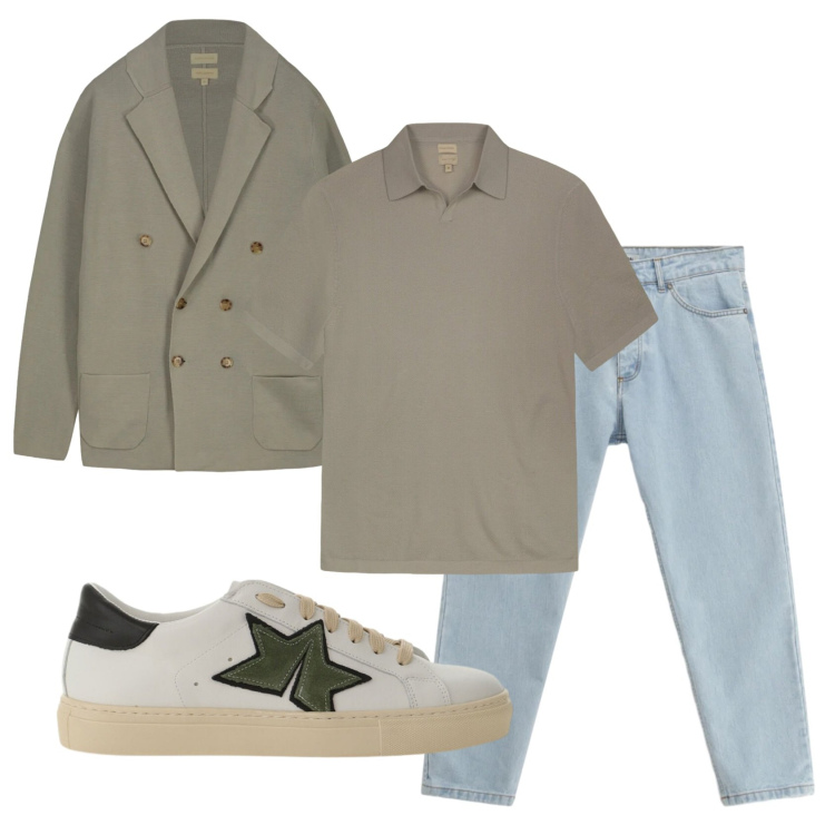Outfit uomo - Total look #2401989. Stile Urban per Tutti i giorni. Abbinamento con jeans, sneakers, cardigans, polo.